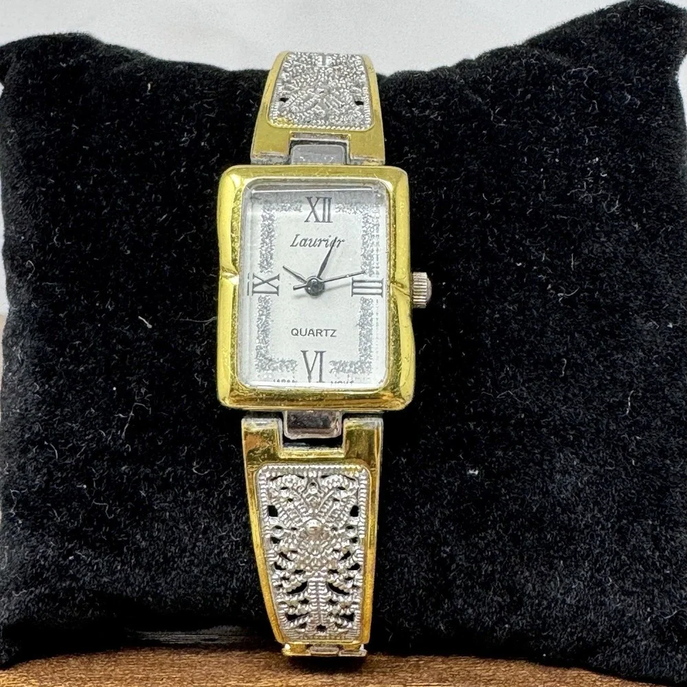 Laurier Women's Watch 19mm Gold &Silver Tone Tank Running New Battery Fashion